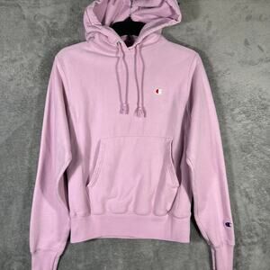 Champion Sweatshirt Hoodie Women's XS Pullover Light Pink Retro Sports Logo